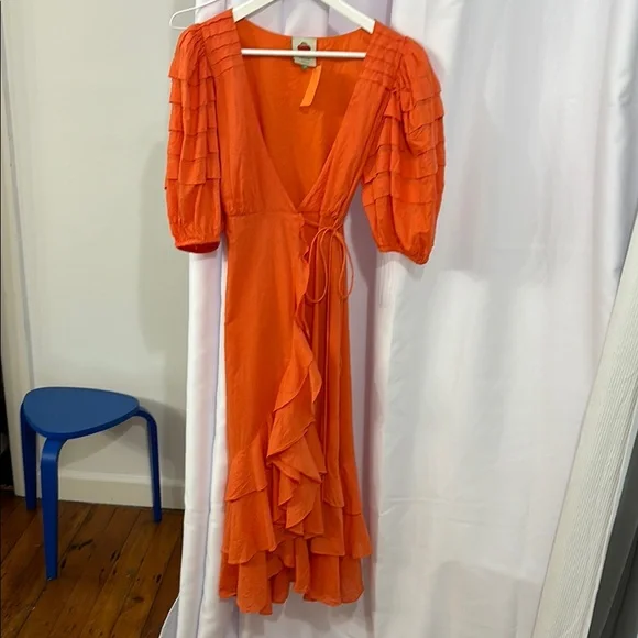 open lace back dress Orange Gradient Stripes Maxi Dress  FARM Rio